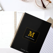 Elegantes Minimalistisches Monogram Black Planer