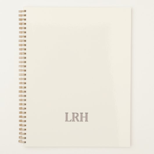 Elegantes Minimalistisches Monogram Ivory Spiral N Planer (Vorderseite)
