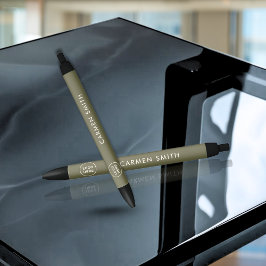 Elegantes, minimalistisches Monogram-Ölive mit Log Kugelschreiber