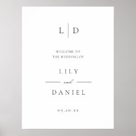Elegantes Minimalistisches Monogramm-Begrüßungszei Poster