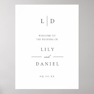 Elegantes Minimalistisches Monogramm-Begrüßungszei Poster