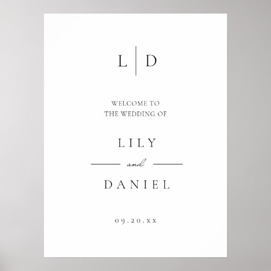 Elegantes Minimalistisches Monogramm-Begrüßungszei Poster (Vorne)