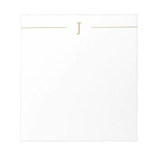 Elegantes Minimalistisches Monogramm-Goldweißes No Notizblock