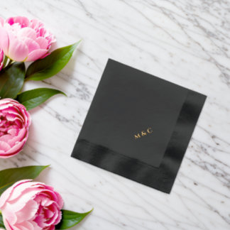 Elegantes minimalistisches Monogramm-Hochzeitspaar Servietten Mit Folie