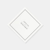 Elegantes, minimalistisches Monogramm in Schwarz-W Serviette (Ecke)