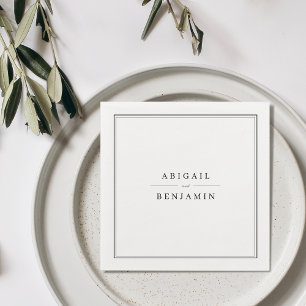 Elegantes, minimalistisches Monogramm in Schwarz-W Serviette