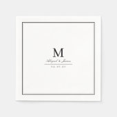 Elegantes, minimalistisches Monogramm in Schwarz-W Serviette (Vorderseite)