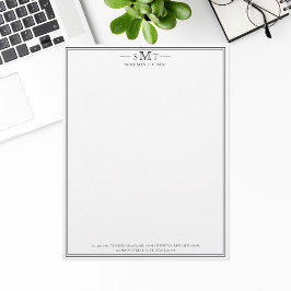 Elegantes Minimalistisches Monogramm mit drei Buch Briefbogen