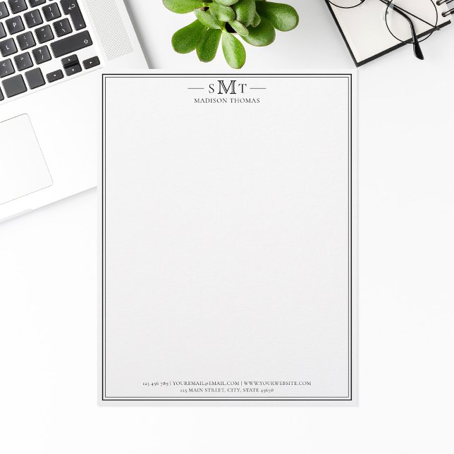 Elegantes Minimalistisches Monogramm mit drei Buch Briefbogen (Von Creator hochgeladen)