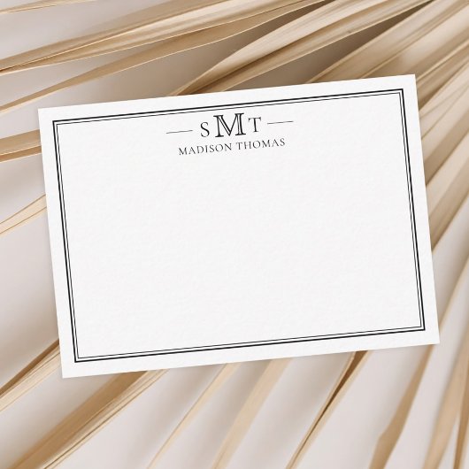 Elegantes Minimalistisches Monogramm mit drei Buch Mitteilungskarte