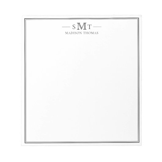 Elegantes Minimalistisches Monogramm mit drei Buch Notizblock (Vorderseite)