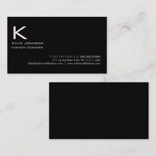 Elegantes Minimalistisches Monogramm Personalisier Visitenkarte (Vorne/Hinten)