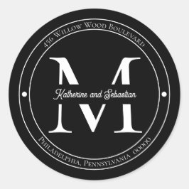 Elegantes Minimalistisches Monogramm-Rücksendeadre Runder Aufkleber