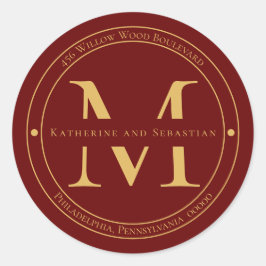 Elegantes Minimalistisches Monogramm-Rücksendeadre Runder Aufkleber