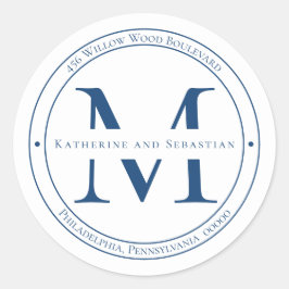 Elegantes Minimalistisches Monogramm-Rücksendeadre Runder Aufkleber