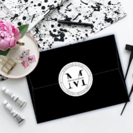 Elegantes Minimalistisches Monogramm-Rücksendeadre Runder Aufkleber