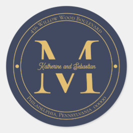 Elegantes Minimalistisches Monogramm-Rücksendeadre Runder Aufkleber
