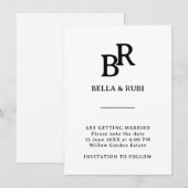 Elegantes minimalistisches Monogramm 'Save The Dat Save The Date (Vorne/Hinten)