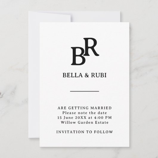 Elegantes minimalistisches Monogramm 'Save The Dat Save The Date (Vorderseite)