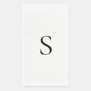 Elegantes minimalistisches Monogramm Schwarz und W Serviette