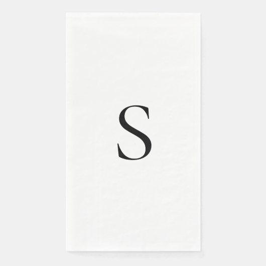 Elegantes Minimalistisches Monogramm Schwarz/Weiß Serviette (Vorderseite)