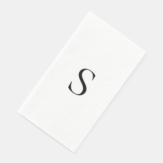 Elegantes Minimalistisches Monogramm Schwarz/Weiß Serviette (Ecke)