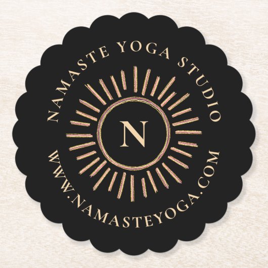 Elegantes Minimalistisches Monogramm-Schwarzgelb Untersetzer (Vorderseite)