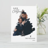 Elegantes Minimalistisches Multi-Foto Frohe Weihna (Stehend Vorderseite)