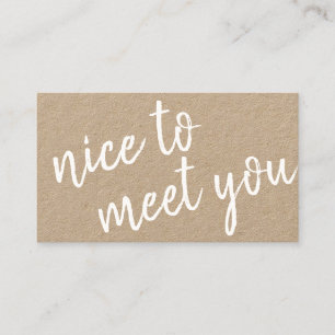 Elegantes Minimalistisches Nice to Meet You Greeti Visitenkarte