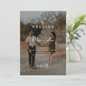 Elegantes Minimalistisches Overlay 2 Foto Script H Einladung (Stehend Vorderseite)