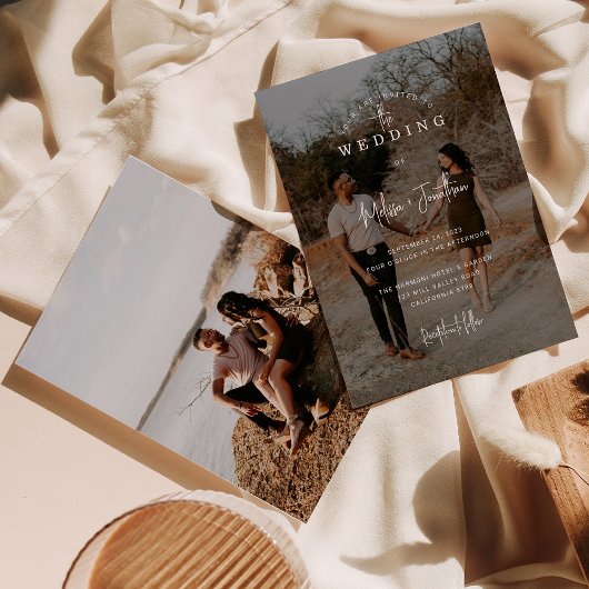 Elegantes Minimalistisches Overlay 2 Foto Script H Einladung