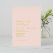 Elegantes Minimalistisches Pachy Blush Pink Weddin Folieneinladung (Stehend vorne)