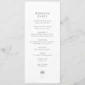 Elegantes minimalistisches Palmbaum-Hochzeitsprogr Programm (Rückseite)