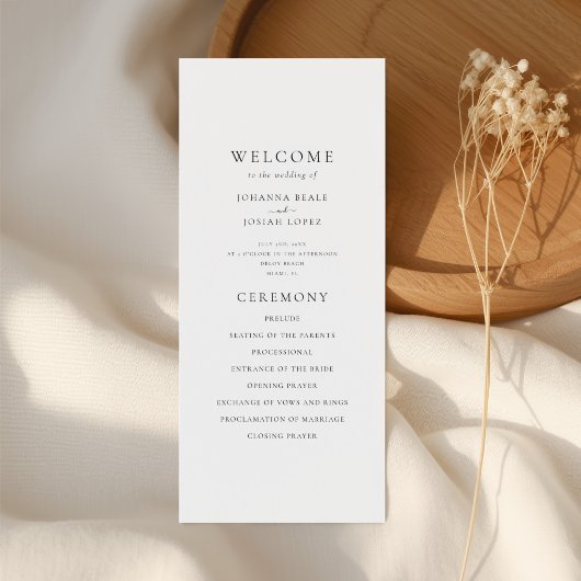 Elegantes minimalistisches Palmbaum-Hochzeitsprogr Programm