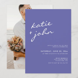 Elegantes Minimalistisches Periwinkle Blue Wedding Einladung