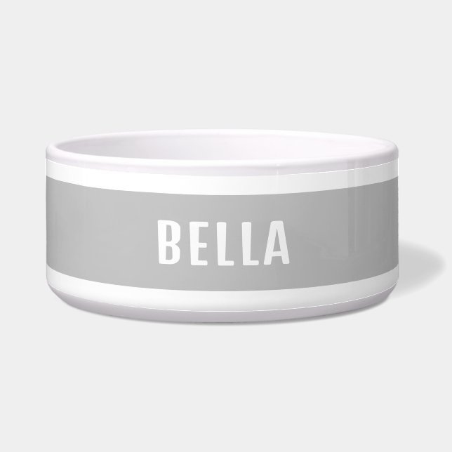 Elegantes Minimalistisches Personalisiertes Graues Napf (Vorderseite)