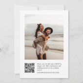 Elegantes Minimalistisches QR-Code-2-FOTO-Brautpar Einladung (Rückseite)