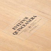 Elegantes Minimalistisches Quinceanera Acryleinladungen (Ablage )