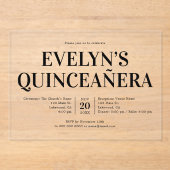 Elegantes Minimalistisches Quinceanera Acryleinladungen (Vorderseite)