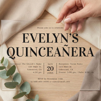Elegantes Minimalistisches Quinceanera Acryleinladungen