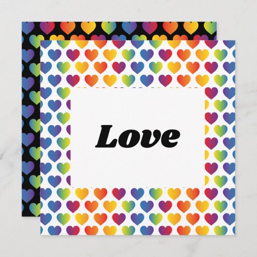 Elegantes Minimalistisches Rainbow Heart Design Einladung (Vorne/Hinten)