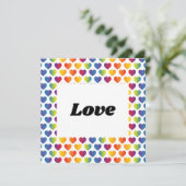 Elegantes Minimalistisches Rainbow Heart Design Einladung (Stehend Vorderseite)