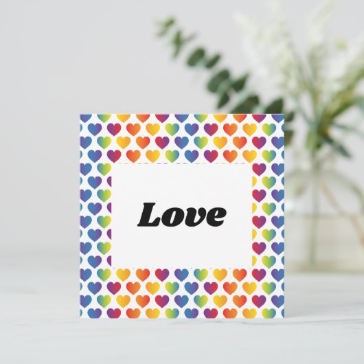Elegantes Minimalistisches Rainbow Heart Design Einladung (Stehend Vorderseite)