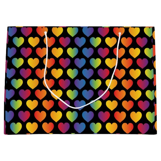 Elegantes Minimalistisches Rainbow Heart Design Gr Große Geschenktüte (Vorderseite)