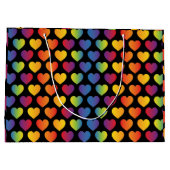 Elegantes Minimalistisches Rainbow Heart Design Gr Große Geschenktüte (Rückseite)