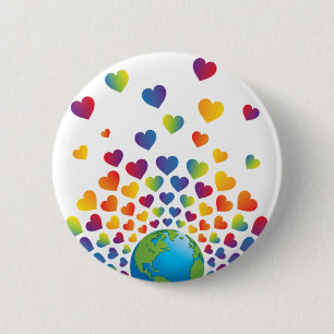Elegantes Minimalistisches Rainbow Herzdesign Button