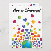 Elegantes Minimalistisches Rainbow Herzdesign Einladung (Vorne/Hinten)