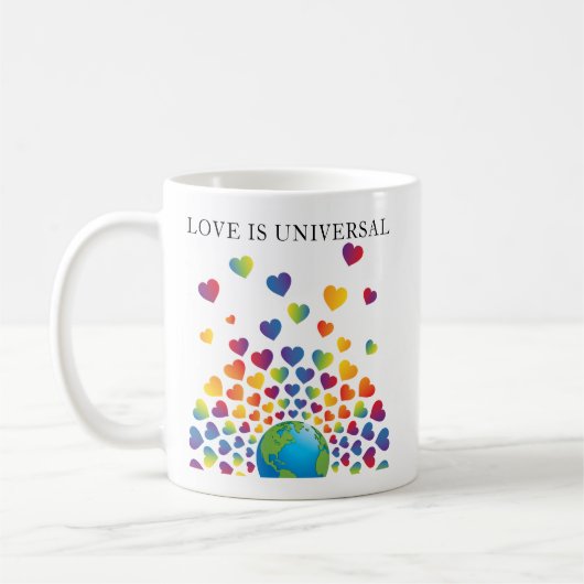 Elegantes Minimalistisches Rainbow Herzdesign Kaffeetasse (Links)