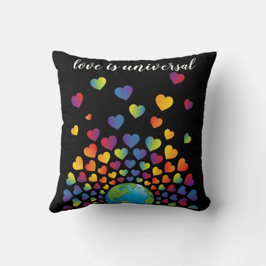 Elegantes Minimalistisches Rainbow Herzdesign Kissen (Rückseite)