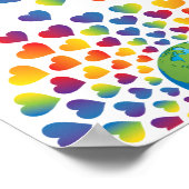 Elegantes Minimalistisches Rainbow Herzdesign Poster (Ecke)
